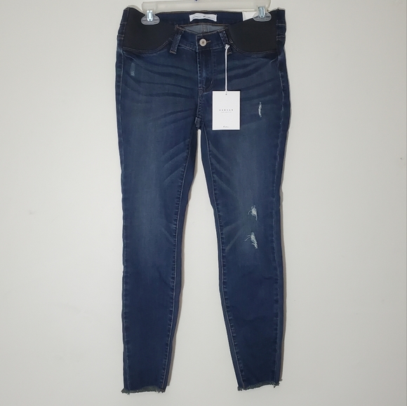 KanCan Denim - KanCan Maternity Distressed Skinny Jeans Dark Wash Size 5/26 Low Rise